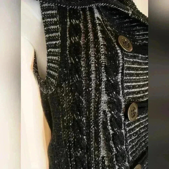 Style&Co black gray Goth Sleeveless Knit Sweater Vest Buttons Whimsigoth size S - Picture 5 of 8